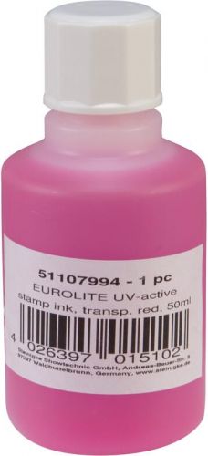 Eurolite UV-active Stamp Ink, transparent red, 50ml