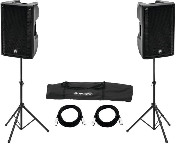 Omnitronic Set 2x XKB-215A + Speaker Stand MOVE MK2