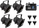 Diverse, Eurolite Set 4x PAR-38 Spot bk dim2warm + EDX-4 DMX RDM LED Dimmer pack