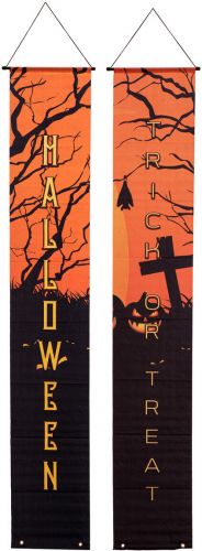 Halloween Dekoration, Banner med Spøgelseshus, 2-pak, 30x180cm