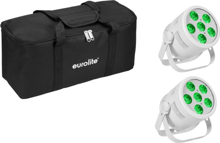 Eurolite Set 2x LED Silent Par 6 QCL Floor wh + Soft Bag
