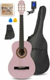 Junior Guitarpakke 36" - 3/4 junior-guitar, Akustisk (6-11 år) Lyserød / Alt du skal bruge!