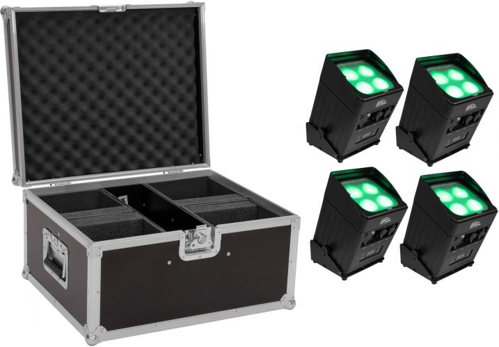 Eurolite Set 4x AKKU IP UP-4 Entry QCL Spot QuickDMX + Case