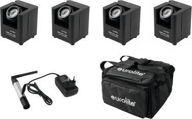 Eurolite Set 4x AKKU UP-1 + SB-4 Soft Bag + QuickDMX Wireless Transmitter