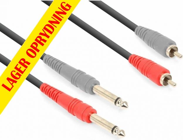 CX324-3 Kabel 2x 6,3mm Mono - 2xRCA Hanstik 3m