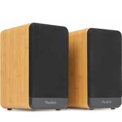 BS10 Active Bookshelf Speaker Set 80W BT Bamboo TILBUD NU