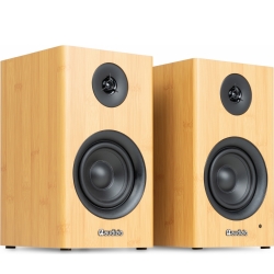 BS15 Active Bookshelf Speaker Set 60W BT Bamboo TILBUD NU