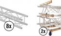 Komplette Setup, Alutruss Set QUADLOCK QL-ET34-2000 + Truss Transport Board
