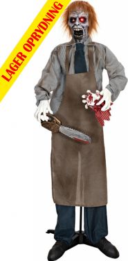 Halloween Dekoration, Animeret Figur med Lys- og Lydeffekter, Edward, den Savende Zombie, 170cm