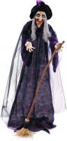 UV Lys, Halloween Dekoration, Animeret Figur med Lys- og Lydeffekter, Uhyggelig Heks, 175cm