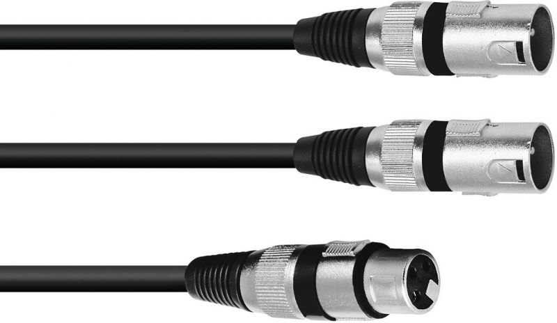 Omnitronic Adaptercable XLR(F)/2xXLR(M) 3m bk