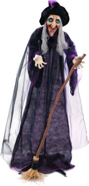 Halloween Dekoration, Animeret Figur med Lys- og Lydeffekter, Uhyggelig Heks, 175cm