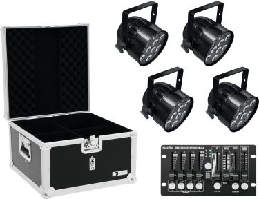 Eurolite Set 4x LED PAR-56 QCL bk + Case + Controller