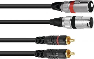 Omnitronic Adapter Cable 2xXLR(M)/2xRCA 3m bk