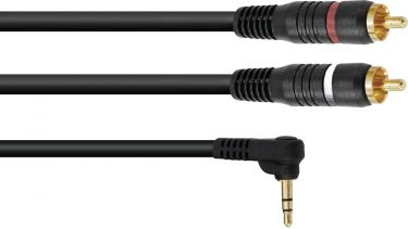 Omnitronic Adapter Cable 3.5 Jack 90°/2xRCA 3m bk