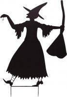 Halloween Dekoration, Silhuet af Metal Heks med Kost, 140 cm