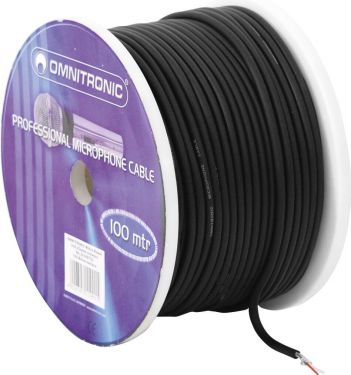 Omnitronic Microphone Cable 2x0.22 100m bk + plugs
