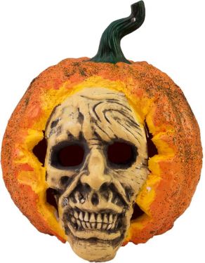 Halloween Dekoration, Figur med Lyseffekter, Uhyggeligt Kraniegræskar, 26cm