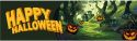 UV Lys, Halloween Dekoration Banner med Uhyggelig Spøgelsesskov, 300x90cm, kæmpe stor, god til hegn, mur mm