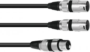 Omnitronic Adaptercable XLR(F)/2xXLR(M) 3m bk