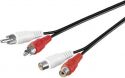 Phonokabel - 2 x RCA han til 2 x RCA hun (10m) Phonokabel - 2 x RCA han til 2 x RCA hun (10m)