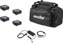 Uplights på batteri, Eurolite Set 4x AKKU Flat Light 3 bk + Charger + Soft Bag