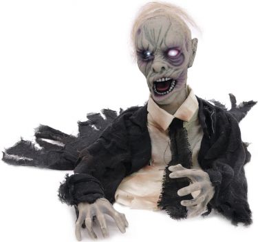 Halloween Dekoration, Animeret Figur med Lys- og Lydeffekter, Zombie, 43cm
