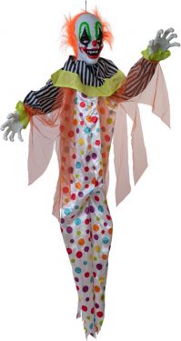 Halloween Dekoration, Animeret Figur med Lys- og Lydeffekter, Uhyggeligt Hængende Klovn, 155cm