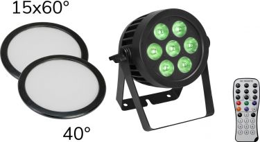 Eurolite Set LED IP PAR 7x8W QCL Spot + 2x Diffuser Cover (15x60° and 40°)