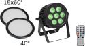 Outdoor Lightning, Eurolite Set LED IP PAR 7x8W QCL Spot + 2x Diffuser Cover (15x60° and 40°)