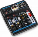 Musik mixer VMM-P500, 4 kanaler, USB, MP3, DSP / Strømforsynes via USB, fx en batteri Powerbank!