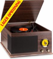 Pladespiller med FM Radio, Bluetooth og indbygget stereo højttalere / Flot Vintage design!