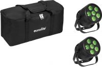 Eurolite Set 2x LED Silent Par 6 QCL floor bk + Soft Bag