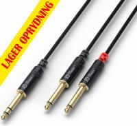 Kabel "god kvalitet" 6.3mm Stereo Jack til 2x 6.3mm Mono Jack, sort 3m