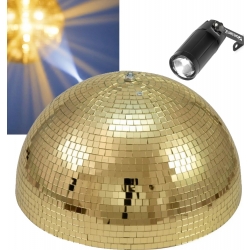 Halv spejlkuglesæt Komplet med motor, spot og halv spejlkugle 40cm guld TILBUD