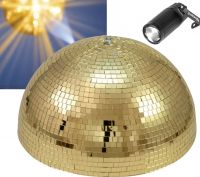 Halv spejlkuglesæt Komplet med motor, spot og halv spejlkugle 50cm guld