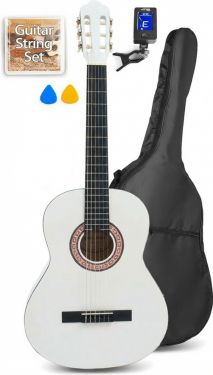 Spansk Guitar Pakke 39" - Voksen-fullsize, Akustisk (fra 12 år) Hvid / Alt du skal bruge!