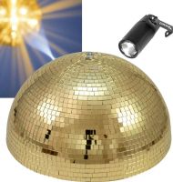 Halv spejlkuglesæt Komplet med motor, spot og halv spejlkugle 40cm guld