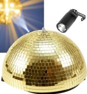 Halv spejlkuglesæt Komplet med motor, spot og halv spejlkugle 30cm guld