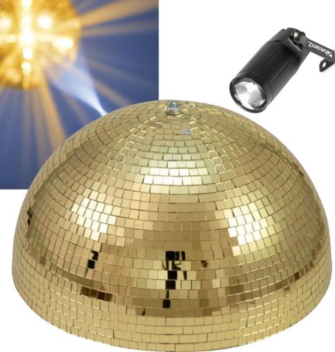 Halv spejlkuglesæt Komplet med motor, spot og halv spejlkugle 40cm guld