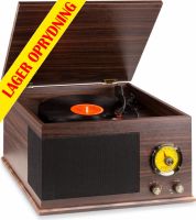 Pladespiller med FM Radio, Bluetooth og indbygget stereo højttalere / Flot Vintage design!