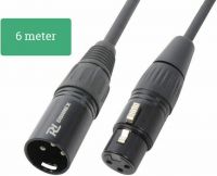 Kabel "god kvalitet - ekstra kraftig" XLR-han til XLR-hun, sort 6m