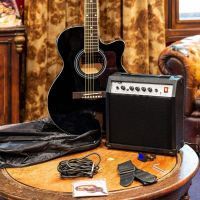 ShowKit elektrisk akustisk gitar pakke svart