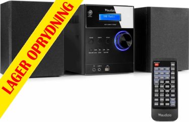 Stereoanlæg / Mini Hi-Fi anlæg med CD-afspiller, DAB+/FM Radio, Bluetooth og USB, 30 Watt / Sort