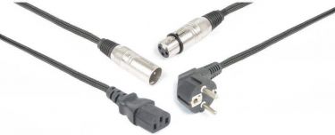 CX02-20 Audio Combi Kabel Schuko - XLR F / IEC F - XLR M 20m