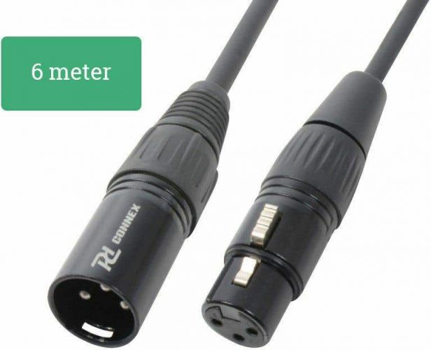 Kabel "god kvalitet - ekstra kraftig" XLR-han til XLR-hun, sort 6m
