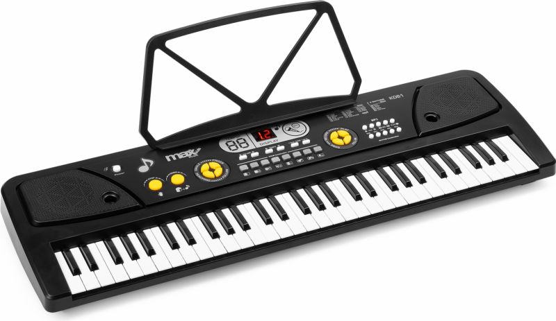 KD61 Elektronisk Keyboard, 61 Tangenter, Sort – Genopladeligt Batteri