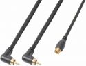Kabler og stik, Phono splitkabel "god kvalitet" 1x RCA-hun til 2x RCA-han, sort 0.3m