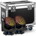 Moving Heads, MHL3740 LED Wash Moving Head with Zoom 2pcs in Flightcase