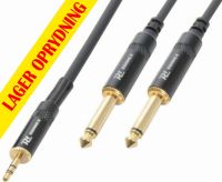 Kabel "god kvalitet" 3.5mm Stereo Jack til 2x 6.3mm Mono Jack, sort 6m